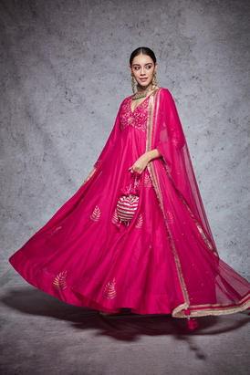 Gardish Rani Pink Saira Anarkali Set
